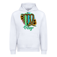 White Virgo Zodiac Sign Sunflower Leopard Serape Urban Hoodie - RanaPortraitStore