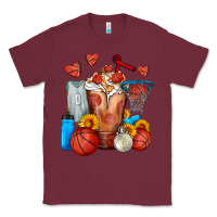 Burgundy Basketball Sunflower Frappe Classic Tee - FaDigitalArtStudio