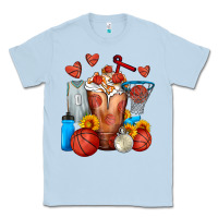 Dusty Blue Basketball Sunflower Frappe Classic Tee - FaDigitalArtStudio