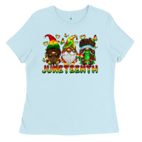Baby Blue June Teenth Gnomes Ladies Tee - CowhideDigitalArt