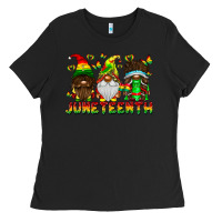 Black June Teenth Gnomes Ladies Tee - CowhideDigitalArt