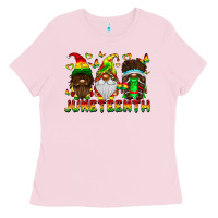 Bubblegum Pink June Teenth Gnomes Ladies Tee - CowhideDigitalArt