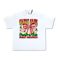 White Candy Cane Christmas Club Urban Heavy Tee - CowhideDigitalArt