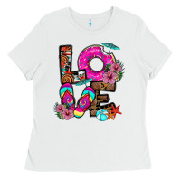 White Love Summer Ladies Tee - CowhideDigitalArt