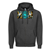 Charcoal Heather Sunflower Cowhide Turquoise Gemstone Mom Zipper Hoodie - Jasminsmagicworld