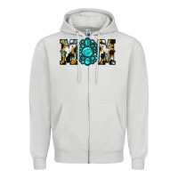 Dove Grey Sunflower Cowhide Turquoise Gemstone Mom Zipper Hoodie - Jasminsmagicworld