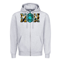 Heather Grey Sunflower Cowhide Turquoise Gemstone Mom Zipper Hoodie - Jasminsmagicworld