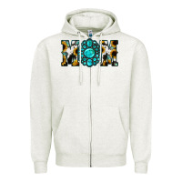 Oatmeal Heather Sunflower Cowhide Turquoise Gemstone Mom Zipper Hoodie - Jasminsmagicworld