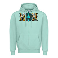 Seafoam Sunflower Cowhide Turquoise Gemstone Mom Zipper Hoodie - Jasminsmagicworld