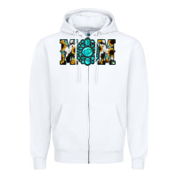 White Sunflower Cowhide Turquoise Gemstone Mom Zipper Hoodie - Jasminsmagicworld