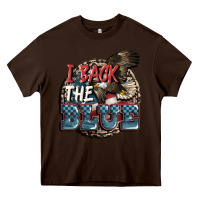 Chocolate Brown I back the blue Heavy Core Tee - FaDigitalArtStudio