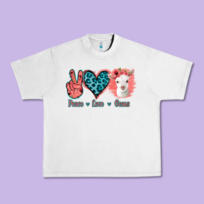 Peace Love Goats Urban Heavy Tee Designed By Jasminsmagicworld