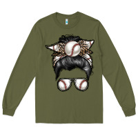 Army Green baseball mom Long Sleeve Tee - RacoonDesign