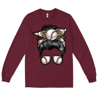 Burgundy baseball mom Long Sleeve Tee - RacoonDesign