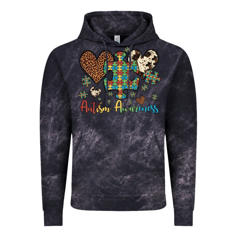 Autism Awareness Leopard Cowhide Herts Puzzle Vintage Hoodie by Artiststas | Teevron