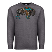 Charcoal Heather cowhide bison Premium Sweatshirt - RanaPortraitStore