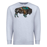Heather Grey cowhide bison Premium Sweatshirt - RanaPortraitStore