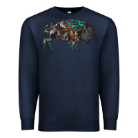 Navy cowhide bison Premium Sweatshirt - RanaPortraitStore