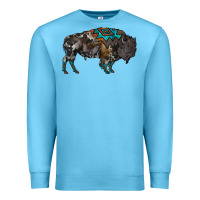 Ocean Blue cowhide bison Premium Sweatshirt - RanaPortraitStore