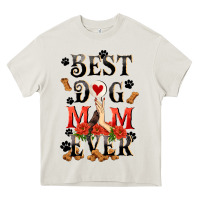 Cream Best dog mom ever Mother's Day Heavy Core Tee - FaDigitalArtStudio