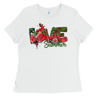 White Love Summer Ladies Tee - CowhideDigitalArt