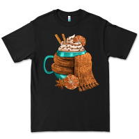 Black Winter Coffee Cup With Scarf Premium Tee - FaDigitalArtStudio