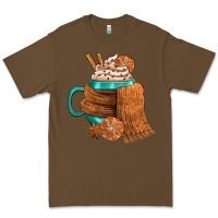 Cacao Winter Coffee Cup With Scarf Premium Tee - FaDigitalArtStudio