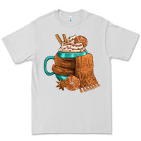 Dove Grey Winter Coffee Cup With Scarf Premium Tee - FaDigitalArtStudio