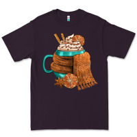 Plum Winter Coffee Cup With Scarf Premium Tee - FaDigitalArtStudio