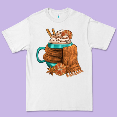 Winter Coffee Cup With Scarf Premium Tee Designed By Fadigitalartstudio