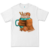 White Winter Coffee Cup With Scarf Premium Tee - FaDigitalArtStudio