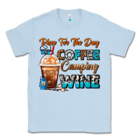 Dusty Blue Plan For The Day Coffee Camping Wine Frappe Coffee Classic Tee - FaDigitalArtStudio