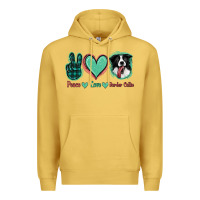 Antique Gold Peace Love Border Collie Premium Hoodie - Jasminsmagicworld