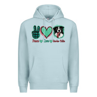 Blue Mist Peace Love Border Collie Premium Hoodie - Jasminsmagicworld