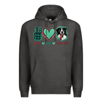 Charcoal Heather Peace Love Border Collie Premium Hoodie - Jasminsmagicworld