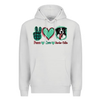 Dove Grey Peace Love Border Collie Premium Hoodie - Jasminsmagicworld