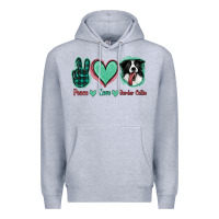 Heather Grey Peace Love Border Collie Premium Hoodie - Jasminsmagicworld