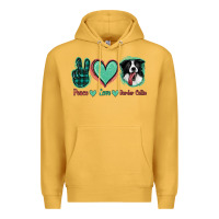 Mustard Peace Love Border Collie Premium Hoodie - Jasminsmagicworld