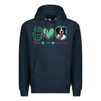 Navy Peace Love Border Collie Premium Hoodie - Jasminsmagicworld