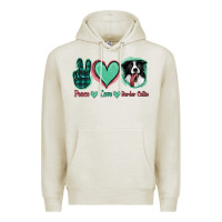 Oatmeal Heather Peace Love Border Collie Premium Hoodie - Jasminsmagicworld