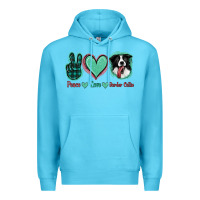 Ocean Blue Peace Love Border Collie Premium Hoodie - Jasminsmagicworld