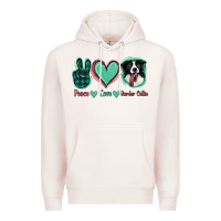 Pale Pink Peace Love Border Collie Premium Hoodie - Jasminsmagicworld
