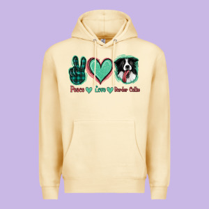 Peace Love Border Collie Premium Hoodie Designed By Jasminsmagicworld