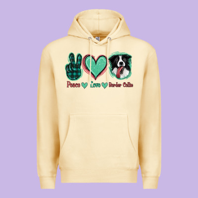 Peace Love Border Collie Premium Hoodie Designed By Jasminsmagicworld