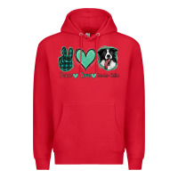Red Peace Love Border Collie Premium Hoodie - Jasminsmagicworld