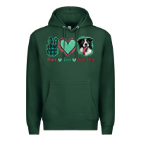 Sports Green Peace Love Border Collie Premium Hoodie - Jasminsmagicworld