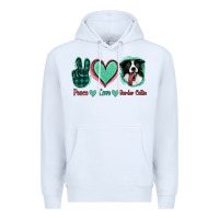 White Peace Love Border Collie Premium Hoodie - Jasminsmagicworld
