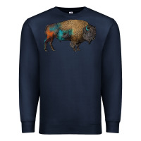 Navy leopard bison Premium Sweatshirt - RanaPortraitStore