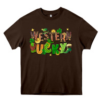Chocolate Brown western lucky St. Patricks Day Heavy Core Tee - FaDigitalArtStudio