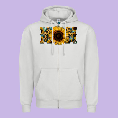 Sunflower Leopard Mom Zipper Hoodie Designed By Jasminsmagicworld